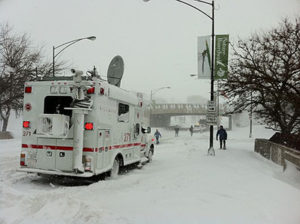 Ambulance in Snow Storm